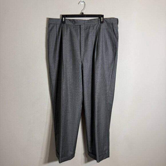 Hart Schaffner Marx Pinstripe Wool 2 Piece Suit Men's 46L Gray Gold Trumpeter - Picture 11 of 16